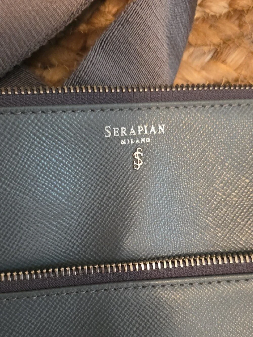 Serapian Gray Leather Messenger Bag